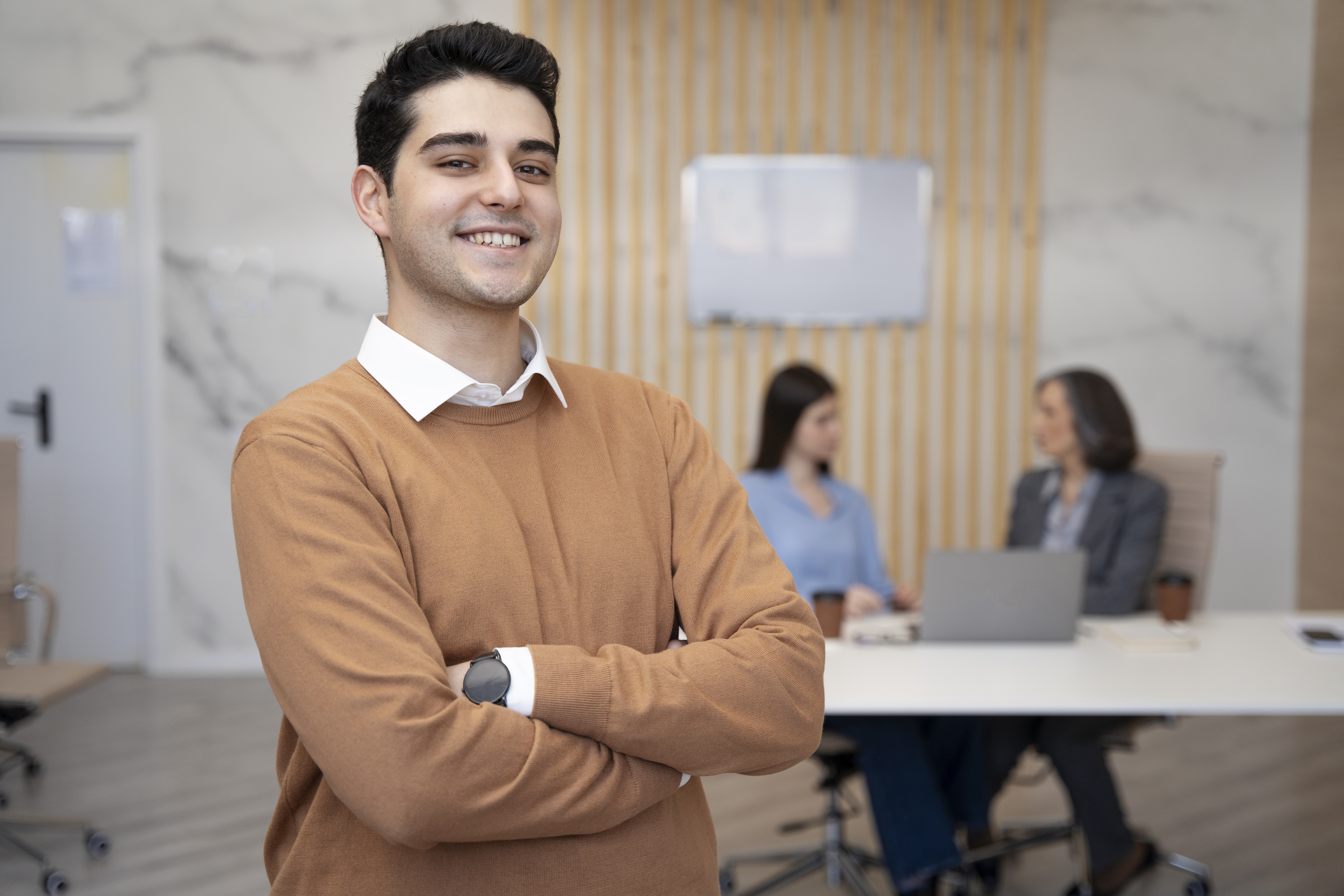 Young intern confident in workplace